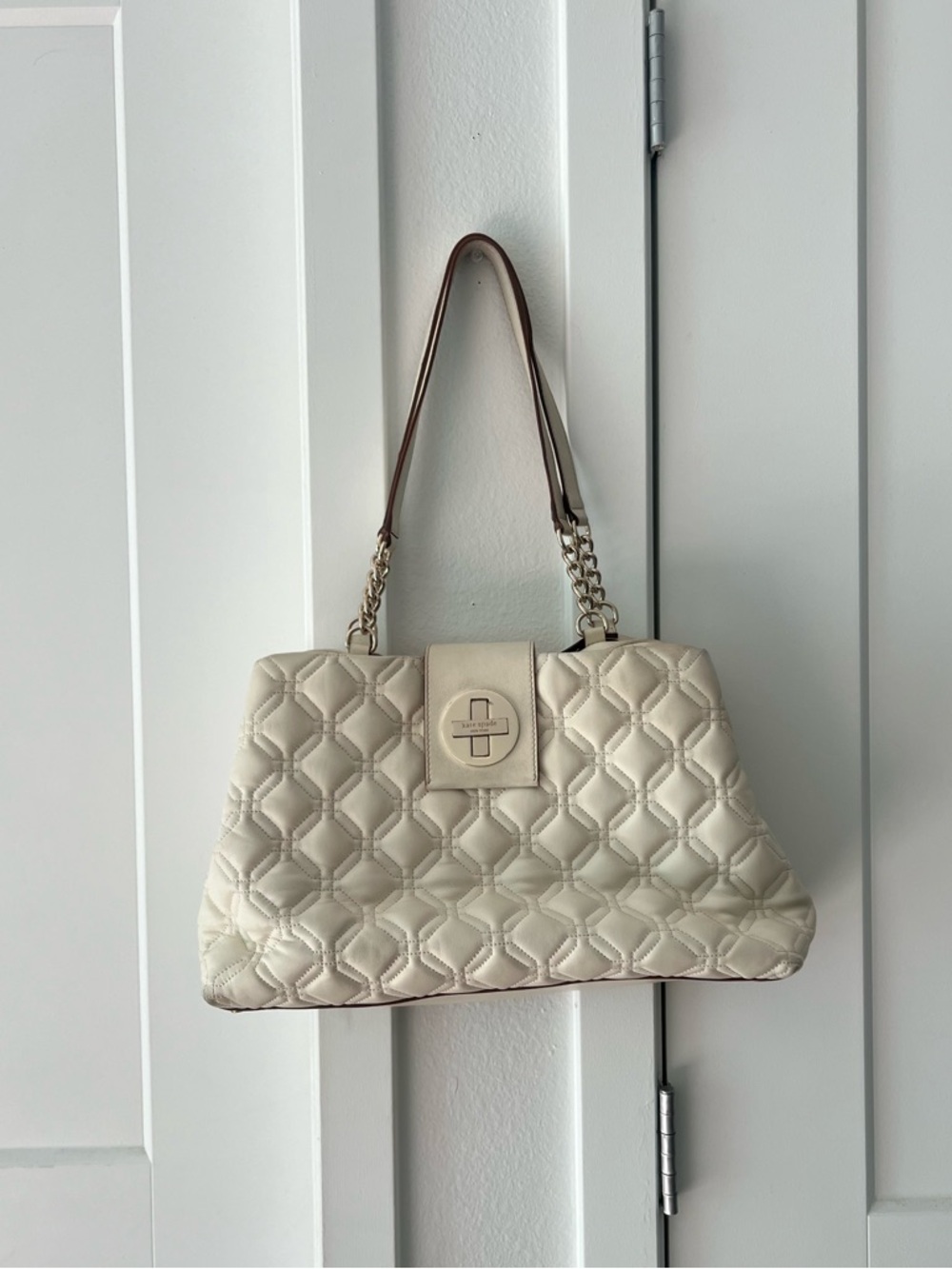 Kate Spade Ivory Astor Court Elena Quilted Leather Shoulder Bag